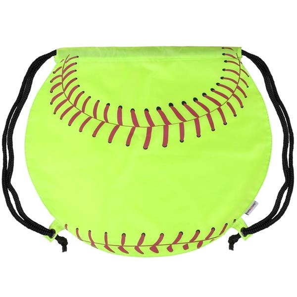 Softball themed drawstring backpack with adjustable soft black nylon shoulder strap... from ASI 79530 Prime Line / Jetline
