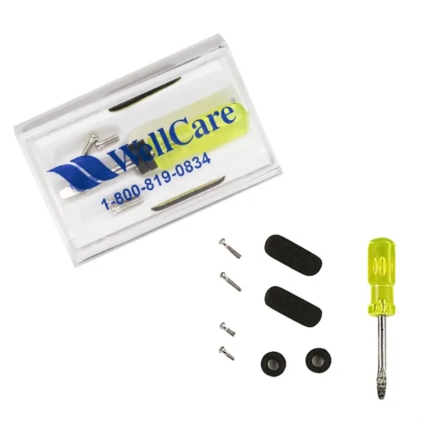 Eyeglass repair kit with miniature screwdriver, screws, nose pads and rubber... from ASI 52710 Lincoln Line