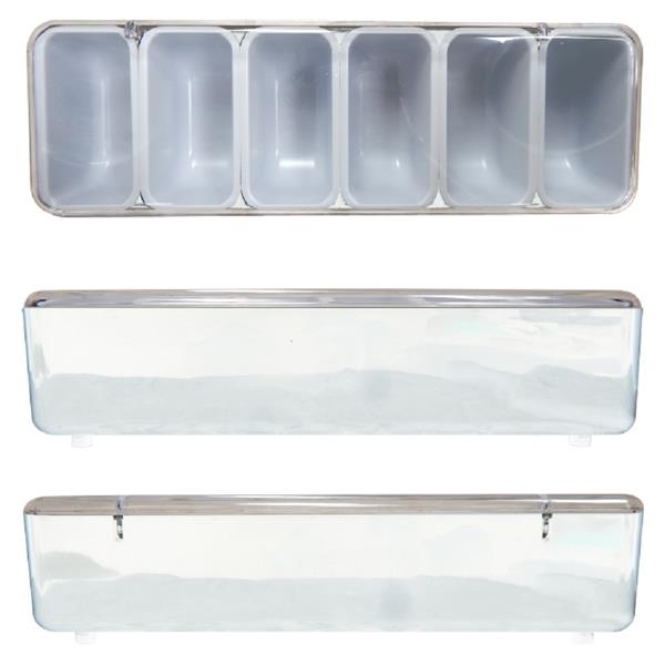 18" x 5.6" x 4.5" white plastic condiment caddy tray with... from ASI 62677 iline PROMO (The Innovative Line) / iline PROMO (The Innovative Line)