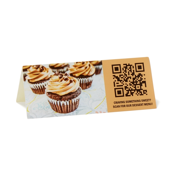 5" x 2" Menu Scanner Plastic Table Tent, full color imprint... from ASI 79933 Prorose Inc / ProRose