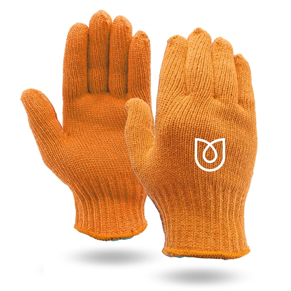 Orange knit work gloves, medium weight, made in USA.... from ASI 62192 Illinois Glove Co / Honest Abe®