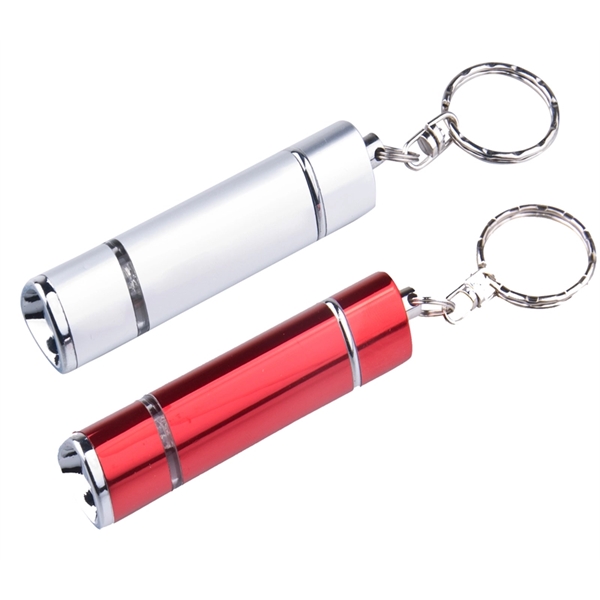 2.75" x 0.63" aluminum cylindrical LED flashlight and keychain with batteries... from ASI 37218 Athena Promo (tm)