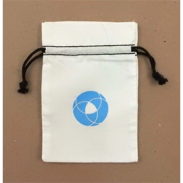 White Cotton Double Drawstring Bag with black color drawstring available in... from ASI 41630 Brave USA