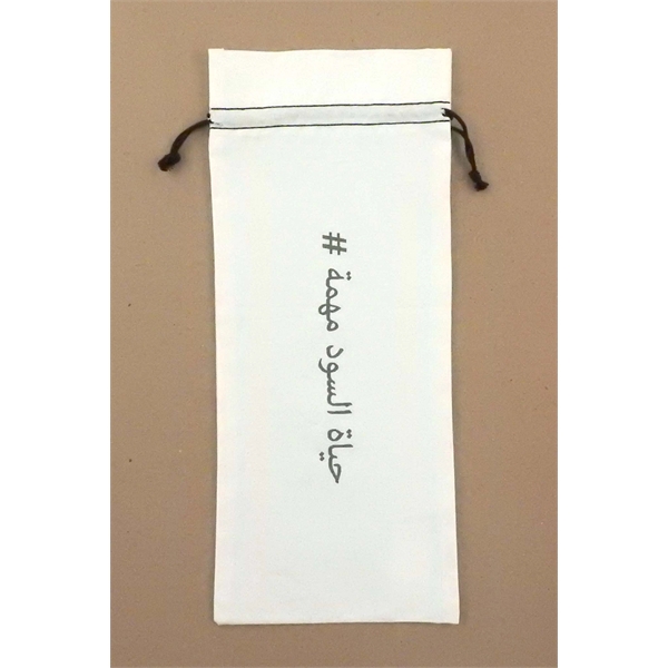 White Cotton Double Drawstring Bag with black color drawstring available in... from ASI 41630 Brave USA