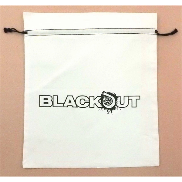 White Cotton Double Drawstring Bag with black color drawstring available in... from ASI 41630 Brave USA