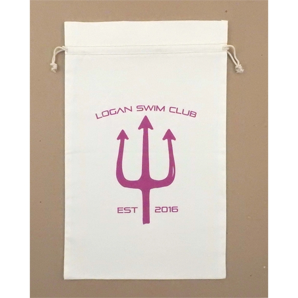 White Cotton Double Drawstring Bag with natural drawstring available in multiple... from ASI 41630 Brave USA