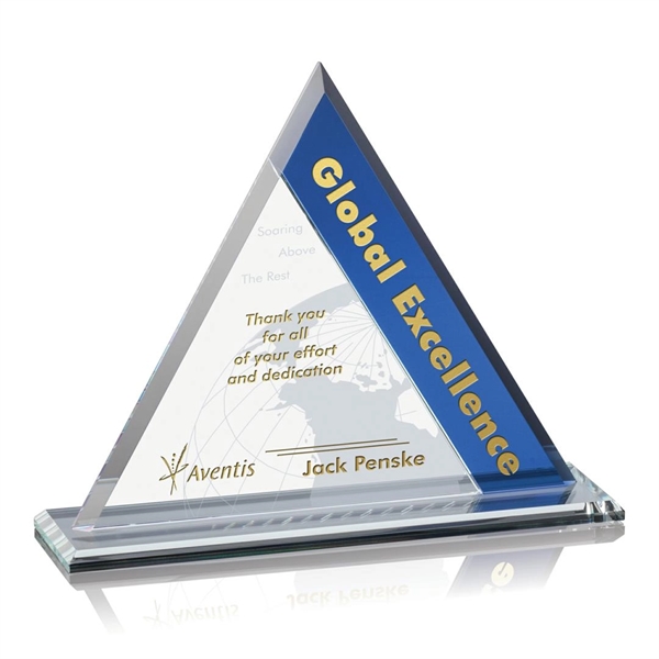 Starfire triangle award with blue colored crystal.... from ASI 84592 St Regis Group / St Regis