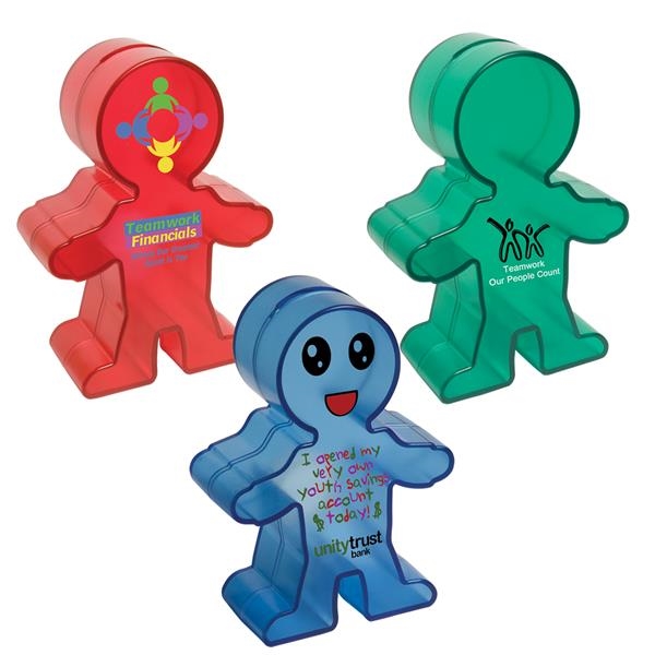 Translucent people shaped savings bank with pad printed graphics.... from ASI 62190 Illini / Illini