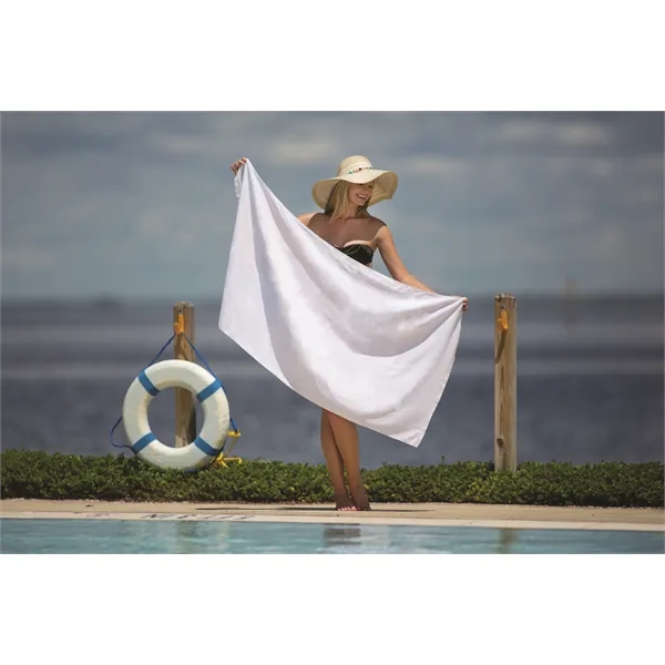 White beach towel made of 100% cotton terry velour that measures... from ASI 79750 Pro Towels