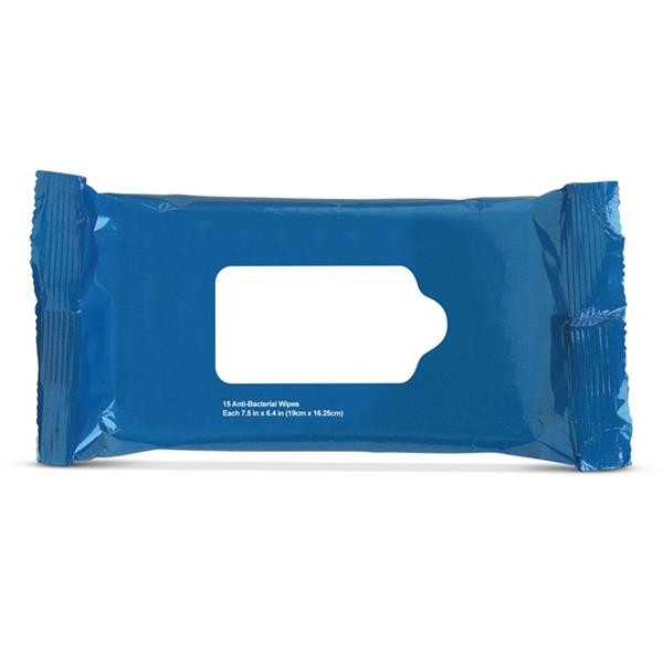Resealable foil pouch filled with 15 non-woven, gently scented antibacterial disposable... from ASI 79530 Prime Line