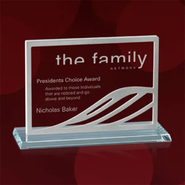 Starfire/aluminum award, 7" high.... from ASI 84592 St Regis Group / Prestige Glass