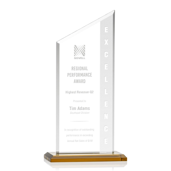 The Conacher is a slant-topped 3/8" Starfire Crystal upright with simple... from ASI 84592 St Regis Group / Prestige Glass