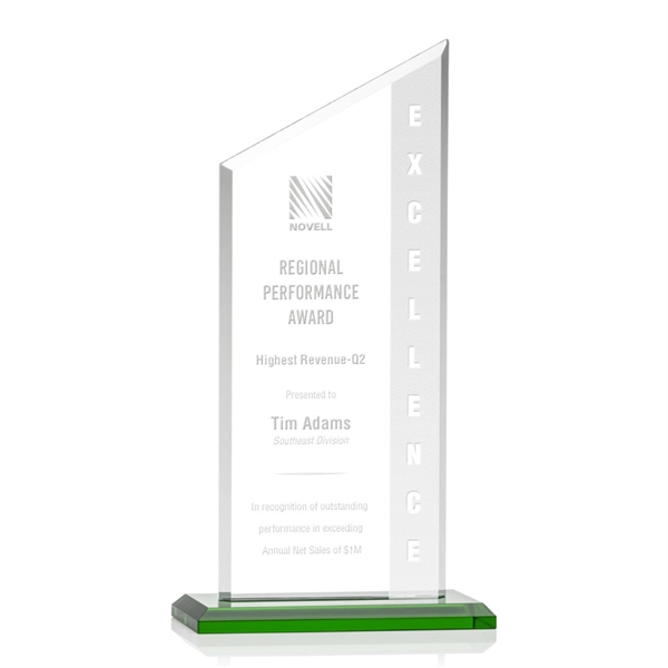 The Conacher is a slant-topped 3/8" Starfire Crystal upright with simple... from ASI 84592 St Regis Group / Prestige Glass