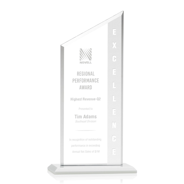 The Conacher is a slant-topped 3/8" Starfire Crystal upright with simple... from ASI 84592 St Regis Group / Prestige Glass