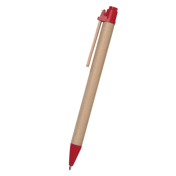 Eco-friendly pen with paper barrel, wooden clip and plunger action.... from ASI 61125 Hit Promotional Products / Hit®