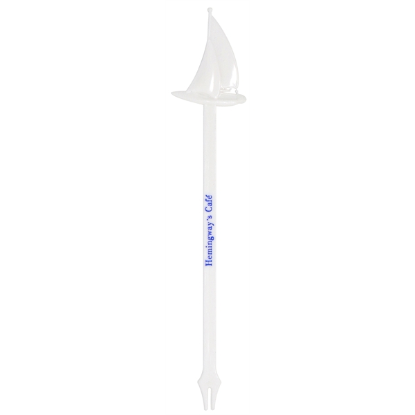 6 1/2" plastic swizzle stick and appetizer pick with sailboat topper.... from ASI 59683 Harco Enterprises LTD / Harco Enterprises