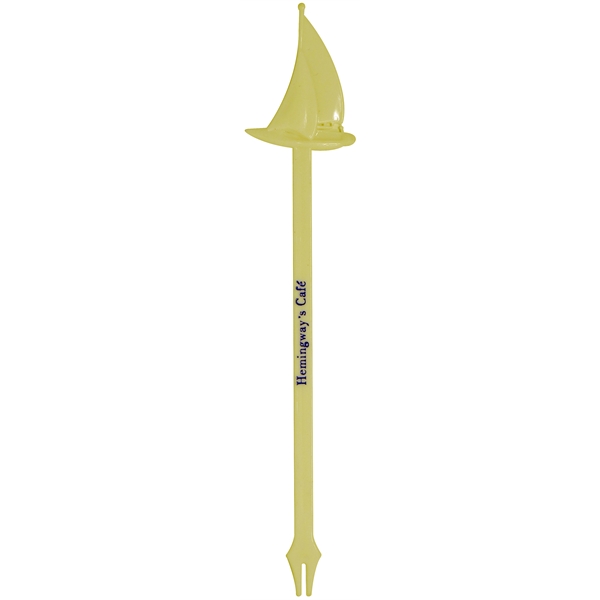6 1/2" plastic swizzle stick and appetizer pick with sailboat topper.... from ASI 59683 Harco Enterprises LTD / Harco Enterprises