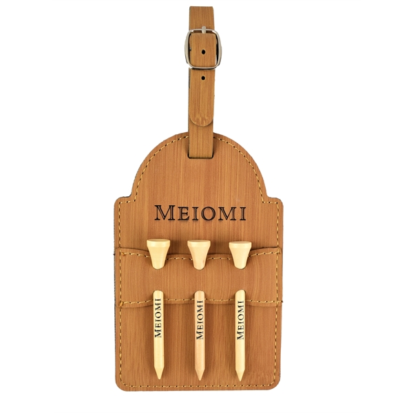 Laserable Leatherette Golf Bag Tag with 3 Wooden Tees... from ASI 72657 Active Life Promo / Active Life Promo Ingrain Promo