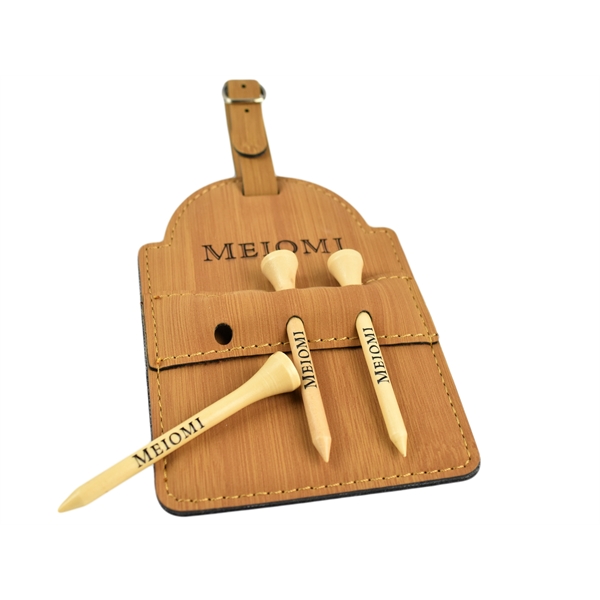 Laserable Leatherette Golf Bag Tag with 3 Wooden Tees... from ASI 72657 Active Life Promo / Active Life Promo Ingrain Promo