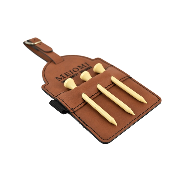 Laserable Leatherette Golf Bag Tag with 3 Wooden Tees... from ASI 72657 Active Life Promo / Active Life Promo Ingrain Promo
