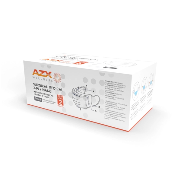 Disposable three-ply facemask with ASTM Level 2 certification. Made in the... from ASI 30250 AZX Sport USA