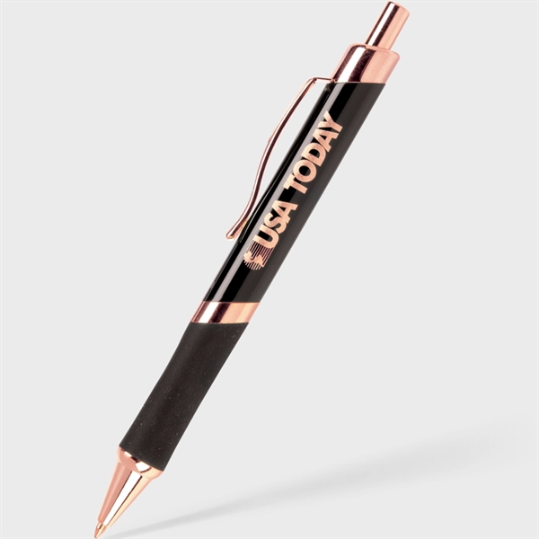 Push-action metal ballpoint pen with grip detailed with 24 karat gold... from ASI 61966 HPG / Hub Pen