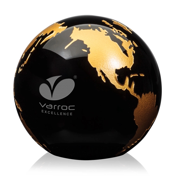 Wonderful 3" World Globe Paperweight in deep black optical crystal. ... from ASI 84592 St Regis Group / St Regis