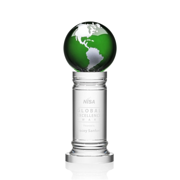 The Colvernstone Globe Award features an exquisite 4" Green Optical Crystal... from ASI 84592 St Regis Group / St Regis