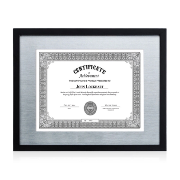 Cady Cert Frame - Black/Aluminum 8 1/2"x11"... from ASI 84592 St Regis Group / St Regis