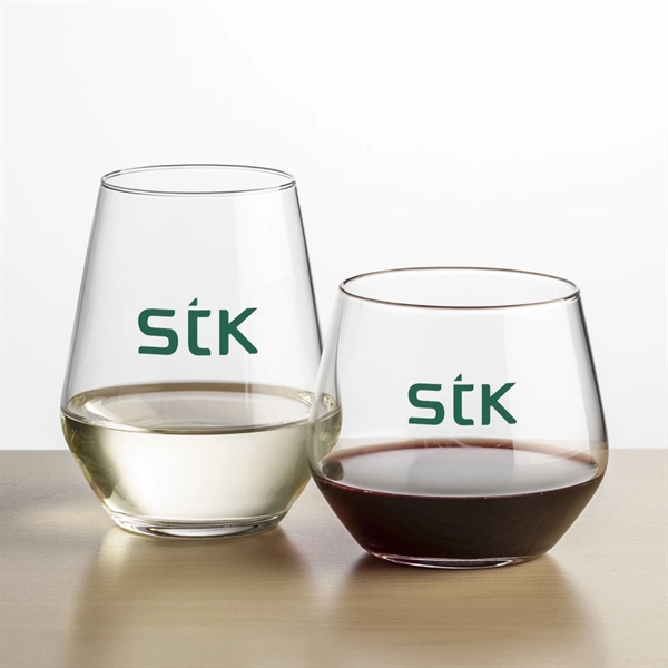 The Mandelay Stemless Wine Set features sheer cold cut rims to... from ASI 84592 St Regis Group