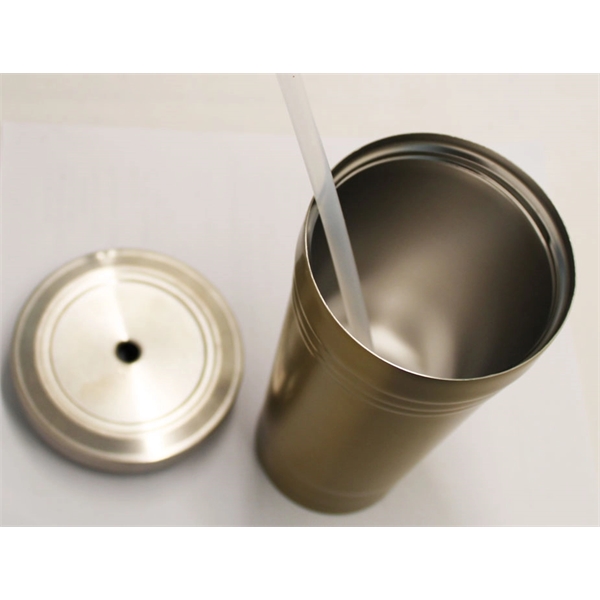 16 Oz. Double wall stainless steel gold color tumbler/w straw.... from ASI 36988 Artek USA Inc