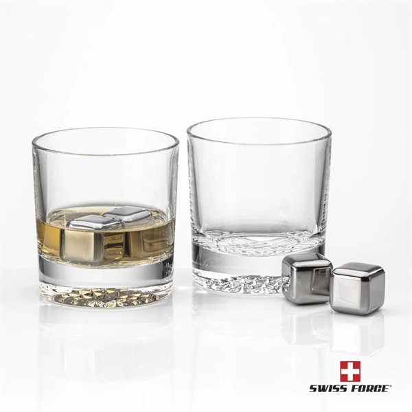 Crystalline on-the-rocks glasses are paired with a set of 4 stainless... from ASI 84592 St Regis Group