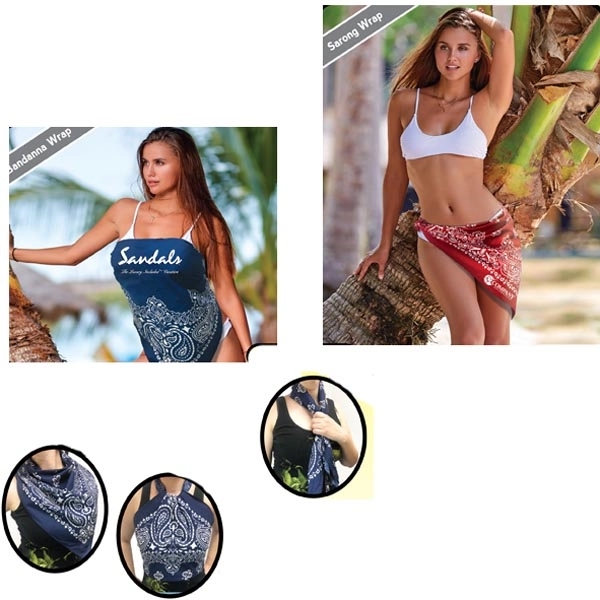 35" x 35" bandanna/cover-up made of 100% cotton.... from ASI 44020 Bandanna Promotions By CARO-LINE / Bandanna Promotions