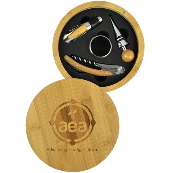 Decorative wine tool set made from eco-friendly bamboo with bottle stopper,... from ASI 72657 Active Life Promo / Apres Ski Ingrain Promo
