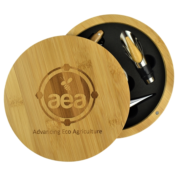 Decorative wine tool set made from eco-friendly bamboo with bottle stopper,... from ASI 72657 Active Life Promo / Apres Ski Ingrain Promo
