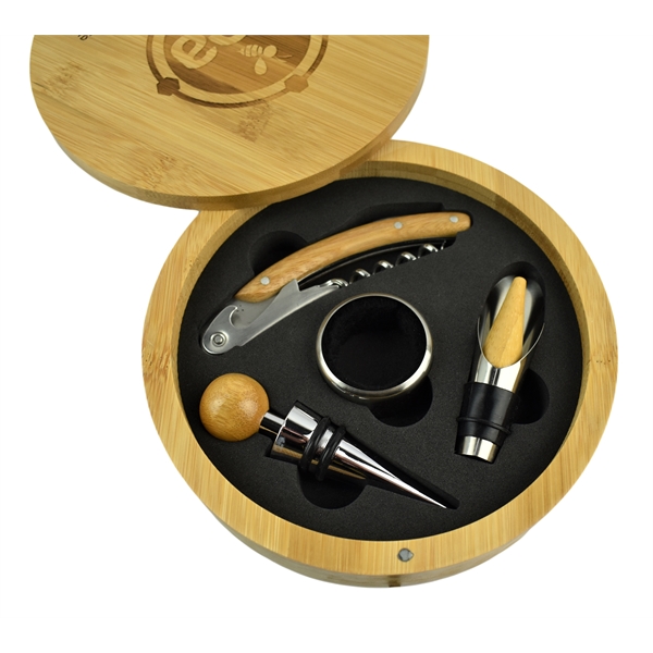 Decorative wine tool set made from eco-friendly bamboo with bottle stopper,... from ASI 72657 Active Life Promo / Apres Ski Ingrain Promo