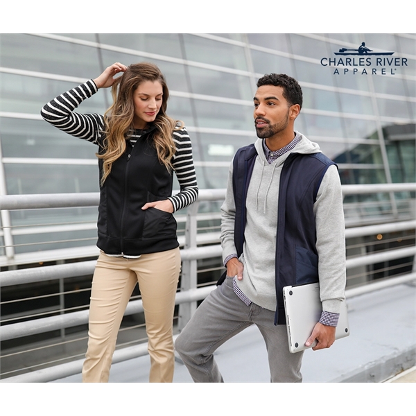 Women's Ashby Mixed Media Vest with a full zip design and... from ASI 44620 Charles River Apparel