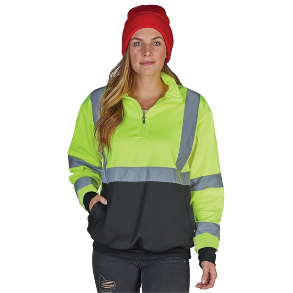Quarter Zip Hi-Vis Sweatshirt with reflective tape on the chest and... from ASI 44620 Charles River Apparel