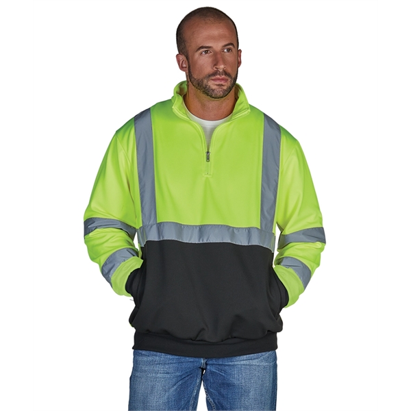 Quarter Zip Hi-Vis Sweatshirt with reflective tape on the chest and... from ASI 44620 Charles River Apparel