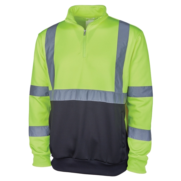 Quarter Zip Hi-Vis Sweatshirt with reflective tape on the chest and... from ASI 44620 Charles River Apparel