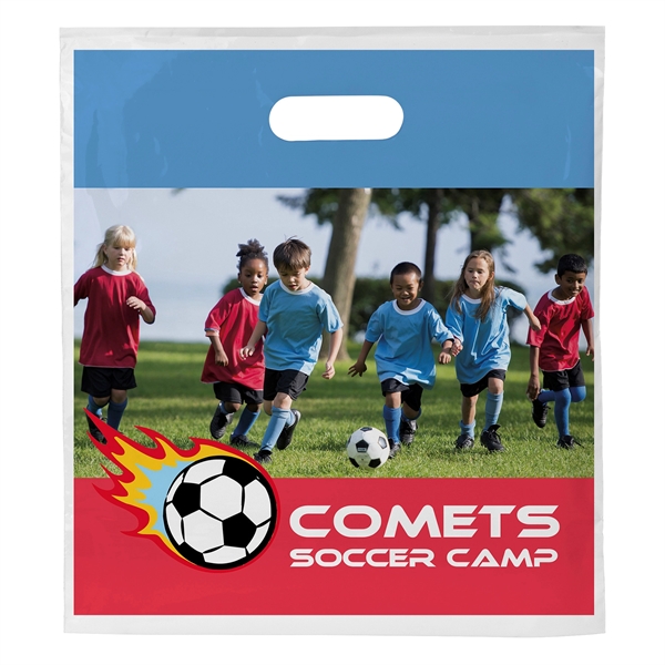 Digital Full-Color Die Cut Handle Plastic Bag with generous imprint area... from ASI 37940 Bag Makers Inc