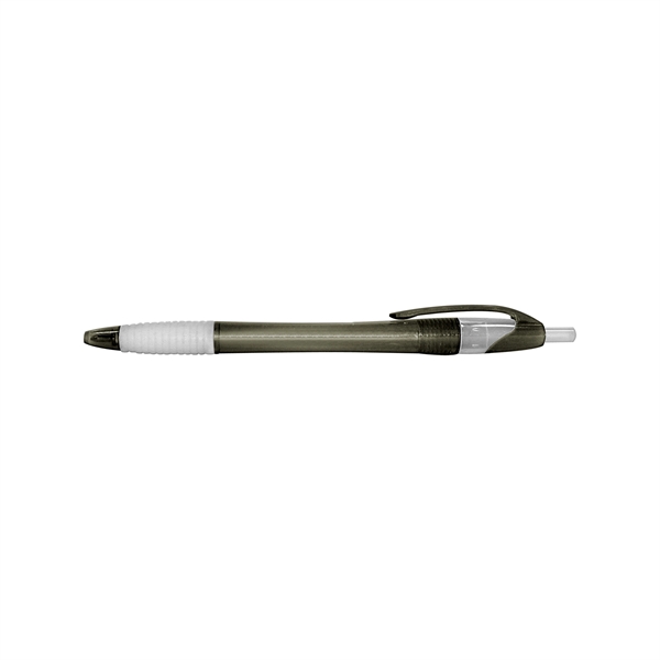 Retractable translucent ballpoint pen with white rubber grip, 5 3/4" long.... from ASI 67675 Liqui-Mark Corp