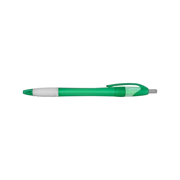 Retractable translucent ballpoint pen with white rubber grip, 5 3/4" long.... from ASI 67675 Liqui-Mark Corp