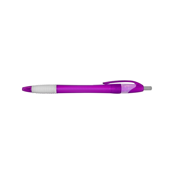 Retractable translucent ballpoint pen with white rubber grip, 5 3/4" long.... from ASI 67675 Liqui-Mark Corp
