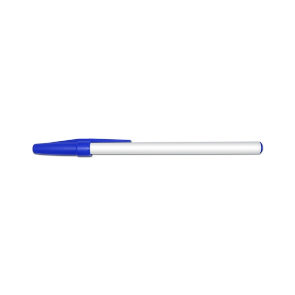 Round ball point stick pen with white barrel.... from ASI 67675 Liqui-Mark Corp