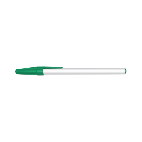 Round ball point stick pen with white barrel.... from ASI 67675 Liqui-Mark Corp