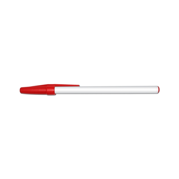 Round ball point stick pen with white barrel.... from ASI 67675 Liqui-Mark Corp