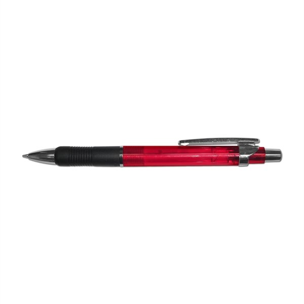 Retractable gel pen black contoured rubber grip with silver clip.... from ASI 67675 Liqui-Mark Corp