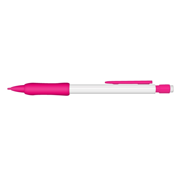 Mechanical pencil with white barrel and colored trim. Refillable.... from ASI 67675 Liqui-Mark Corp