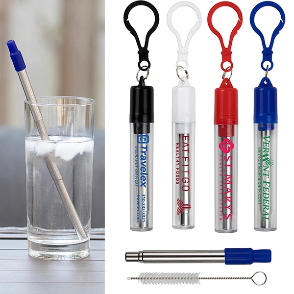 8" stainless steel straw that's collapsible and reusable; comes in a... from ASI 62660 Innovation Line